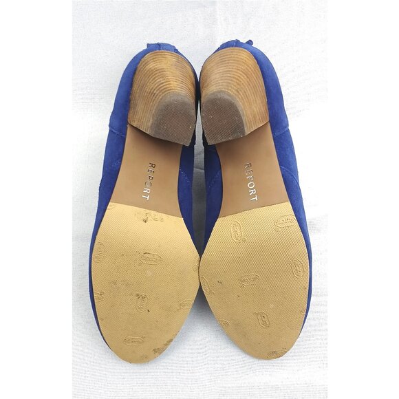 Report Blue Western Suede Ankle Medium Heel Boots Booties with Stacked Heel EUC - Picture 8 of 9